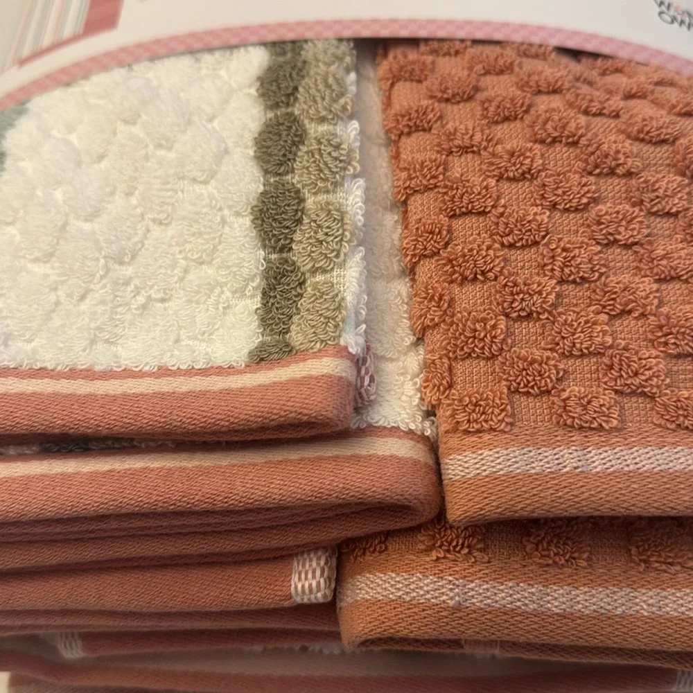 💥6pc CARO HOME 100% Cotton Bath Towel Set - Pink/White